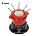 Enameled Cast iron Fondue Set 2 Quart For Cheese